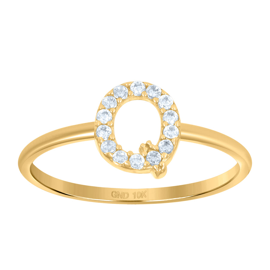 10Kt Gold Turkish Ring Initial Letter "Q"