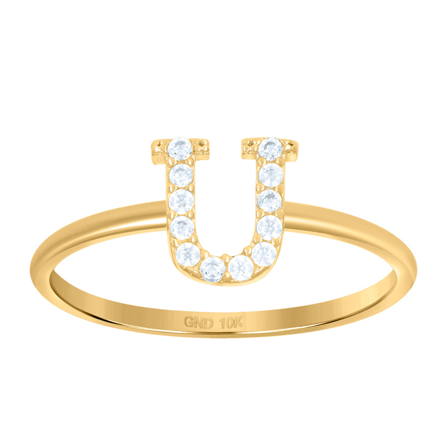 10Kt Gold Turkish Ring Initial Letter "U"