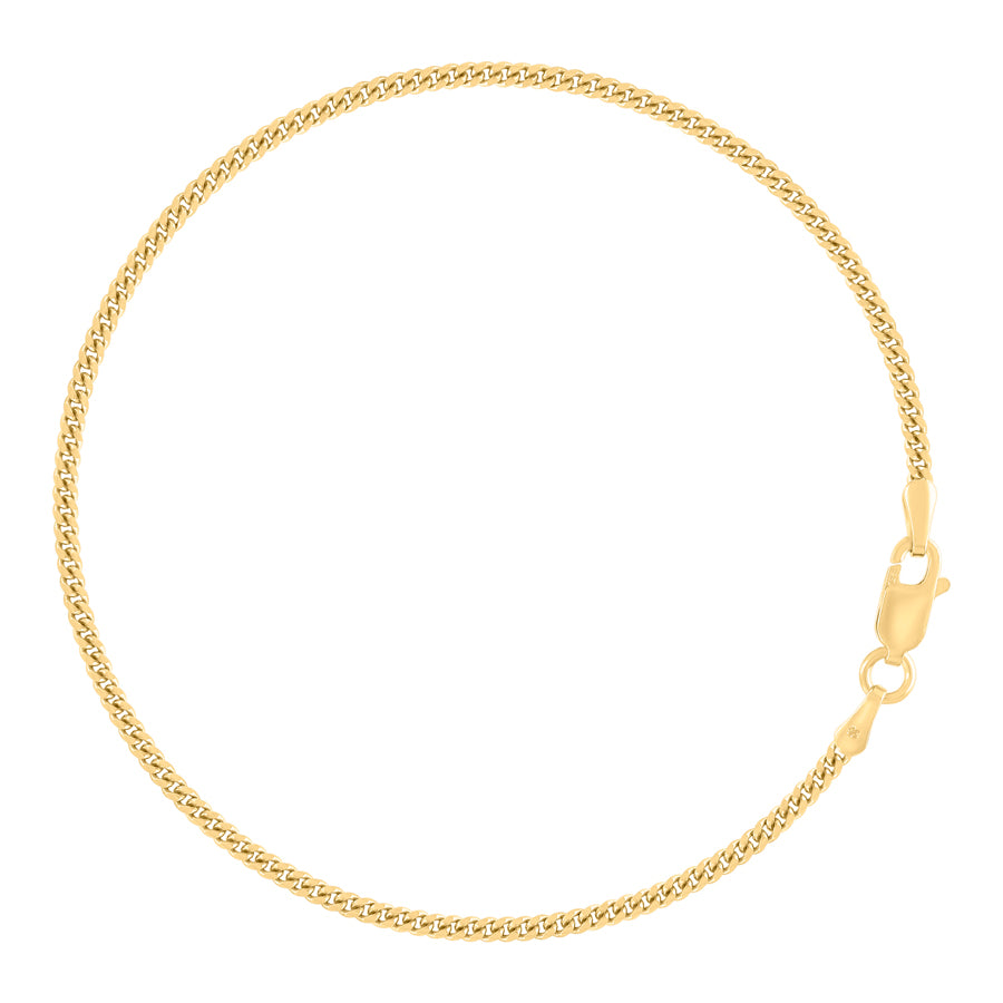 925 Sterling Silver Solid Miami Cuban Chain Yellow 060 2mm