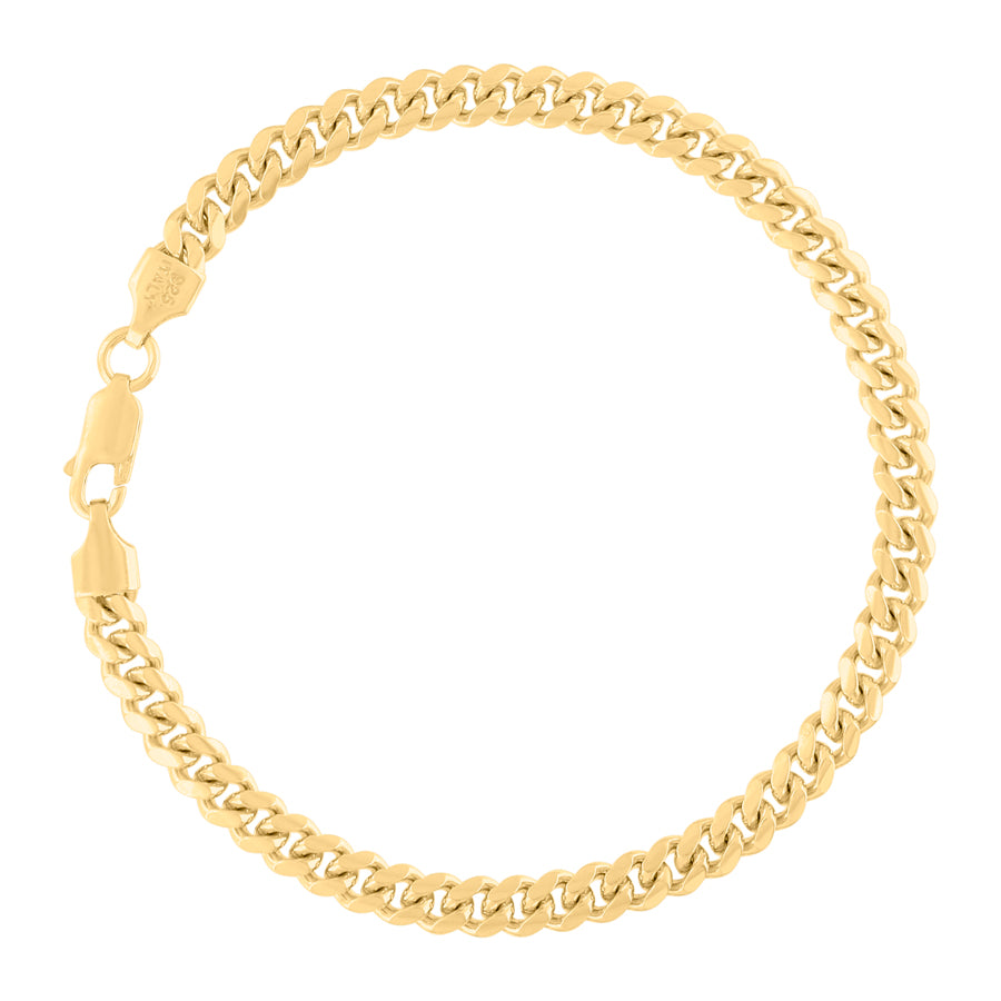 925 Sterling Silver Solid Miami Cuban Chain Yellow 150 4.9mm