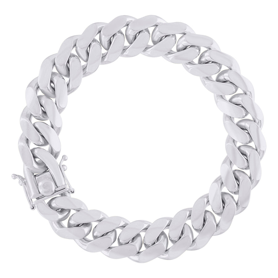 925 Sterling Silver Solid Miami Cuban Chain Rhodium 400 12.8mm