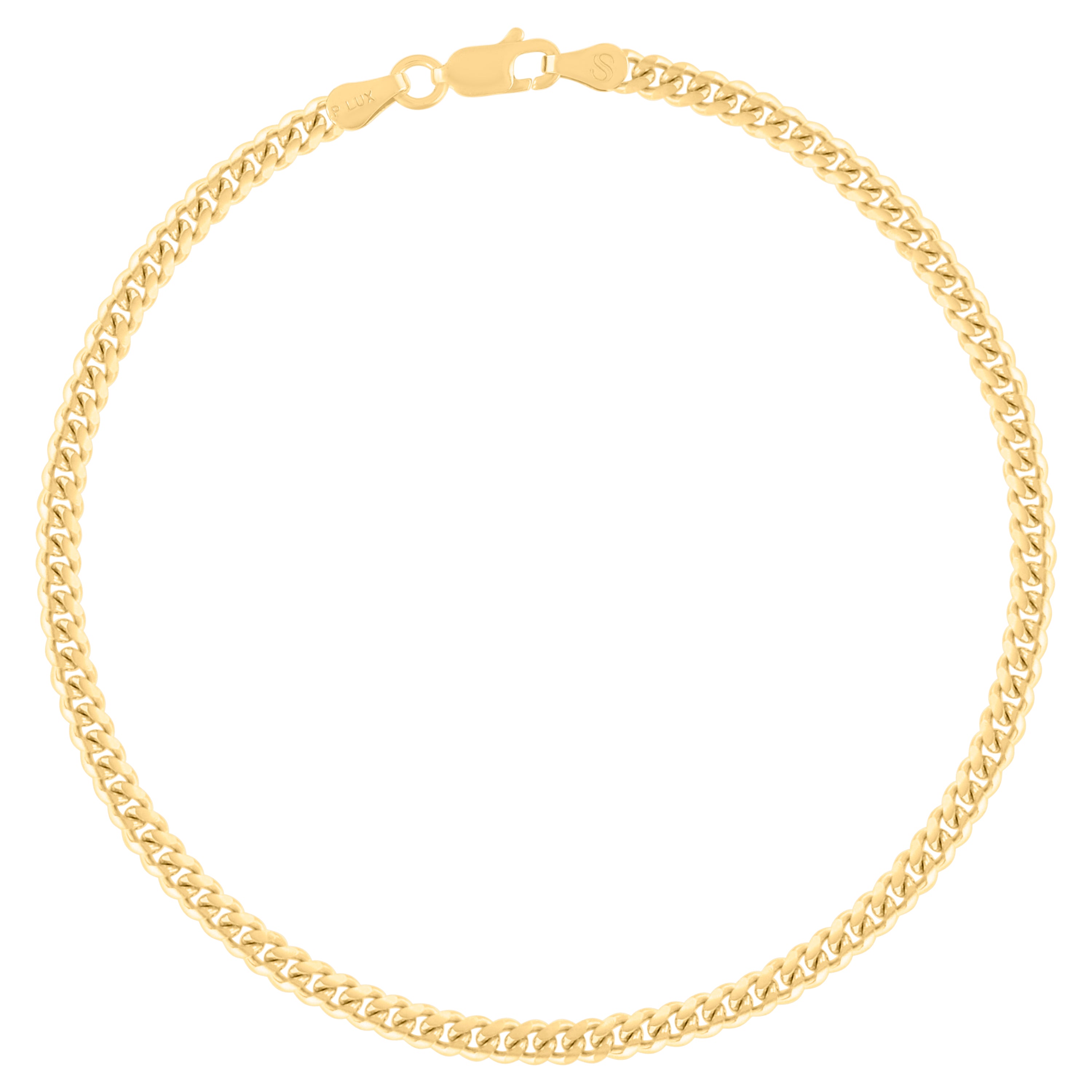 925 Sterling Silver Solid Miami Cuban Chain Yellow 100 3.5mm