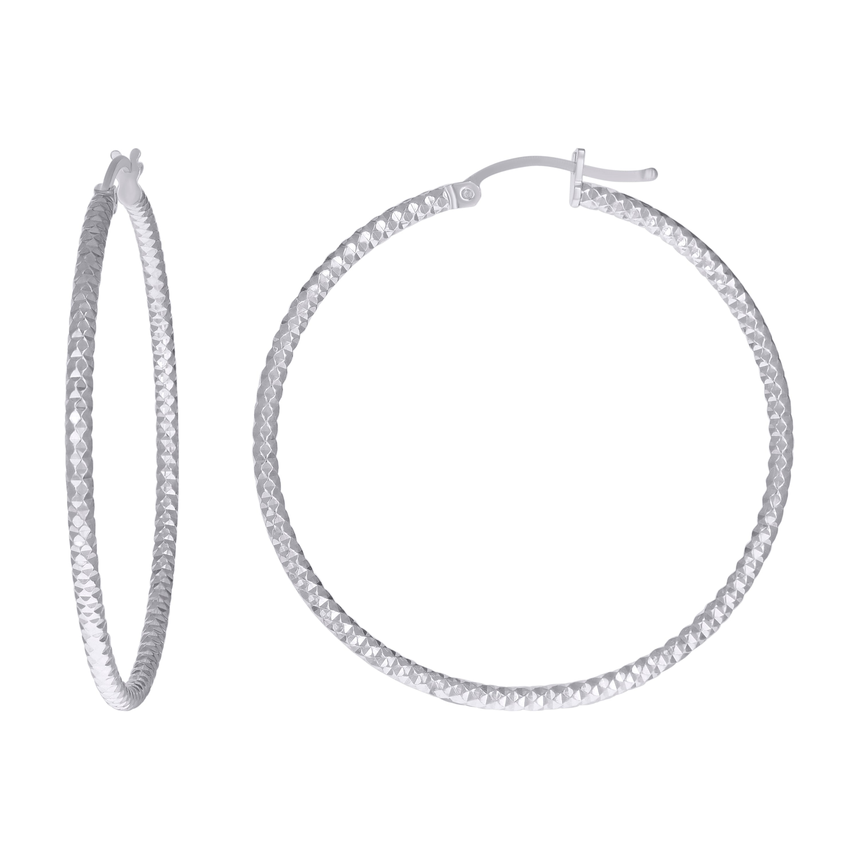 925 Silver 2mm-40mm Hoop Earring Silver Finish