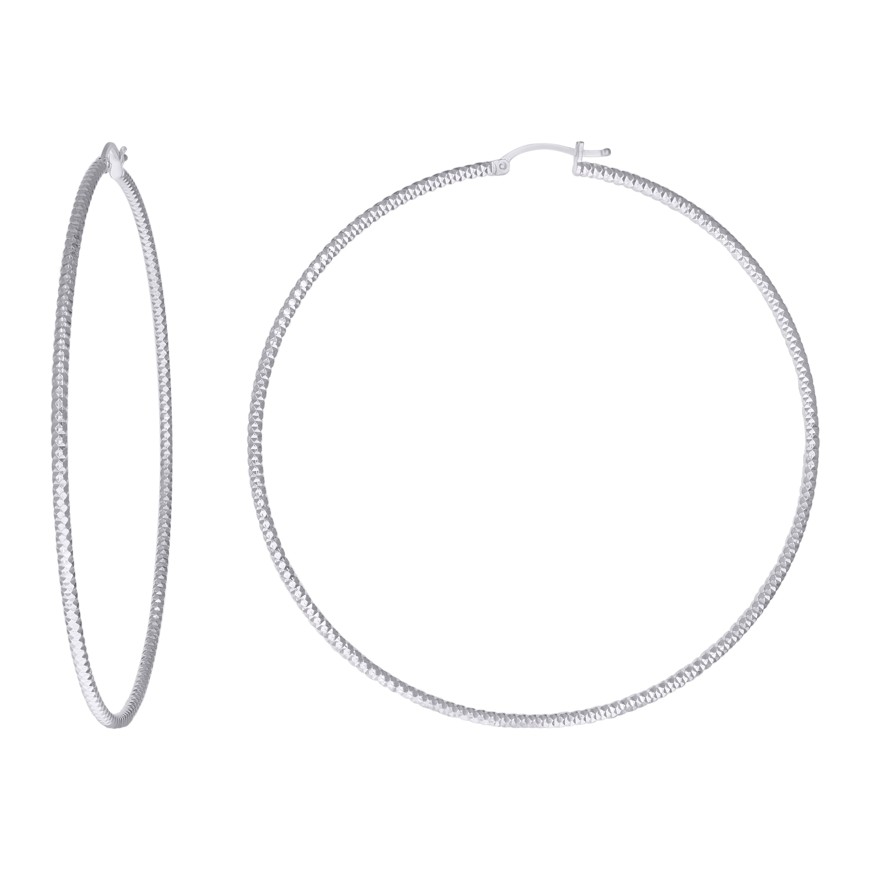 925 Silver 2mm-75mm Hoop Earring Silver Finish