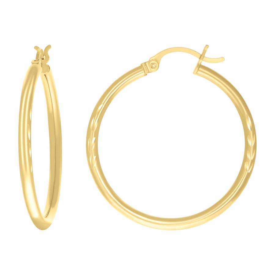 10Kt Gold Hoop Earrings 2Mm-30