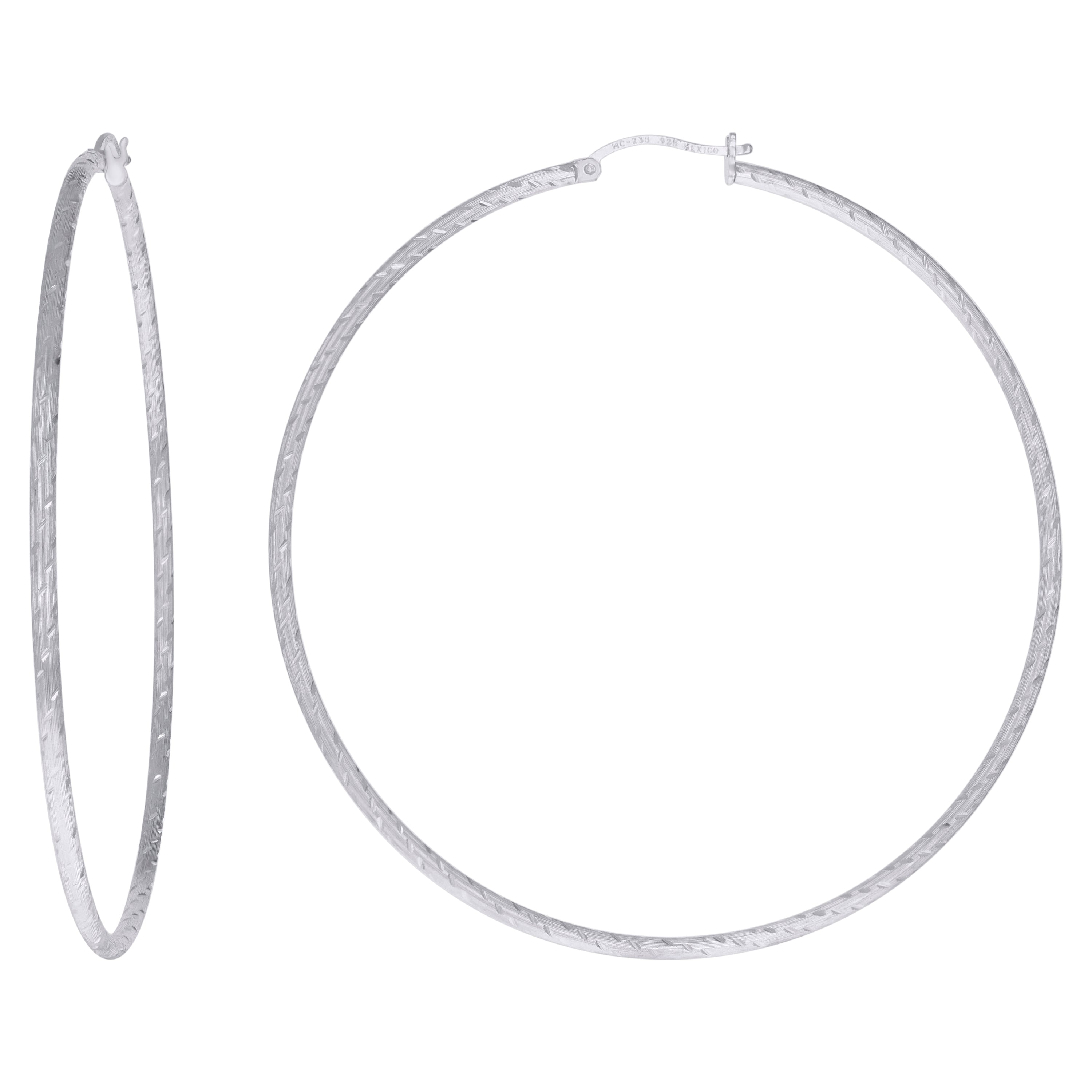 925 Sterling Silver 2mm Hoop Earring Silver Finish