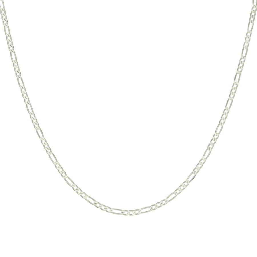 925 Sterling Silver Super Flat Figaro Chain Silver Plated 080 2.9mm