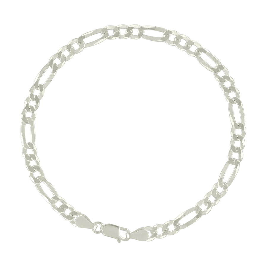 925 Sterling Silver Super Flat Figaro Chain Silver Plated 120 4.9mm
