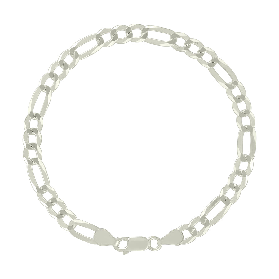 925 Sterling Silver Super Flat Figaro Chain Silver Plated 150 5.6mm