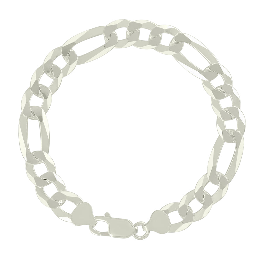 925 Sterling Silver Super Flat Figaro Chain Silver Plated 250 10mm