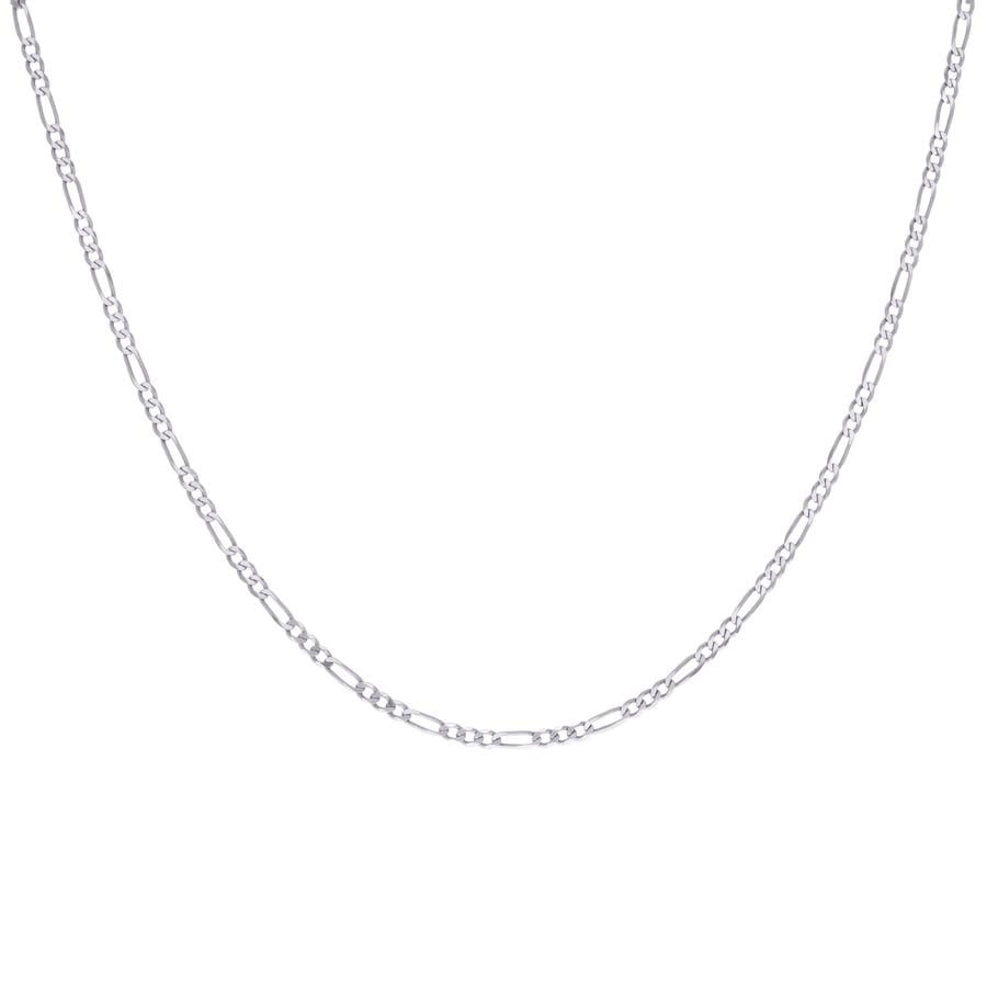 925 Sterling Silver Super Flat Figaro Chain Rhodium Plated 060 2.3mm