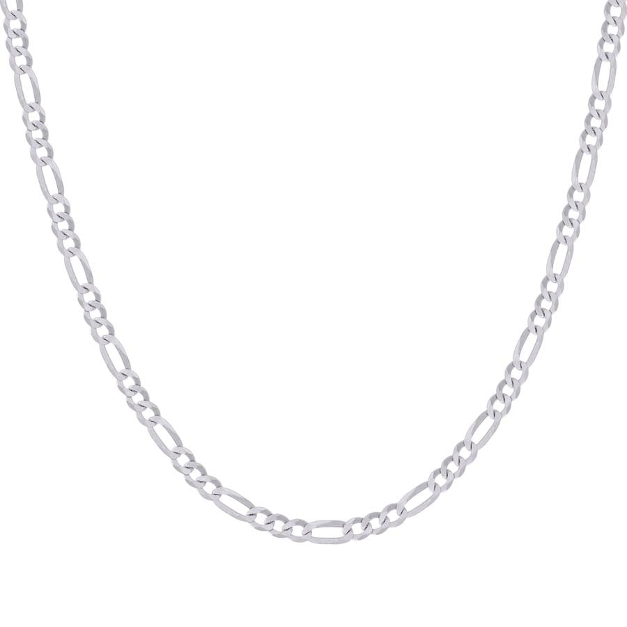 925 Sterling Silver Super Flat Figaro Chain Rhodium Plated 120 4.9mm