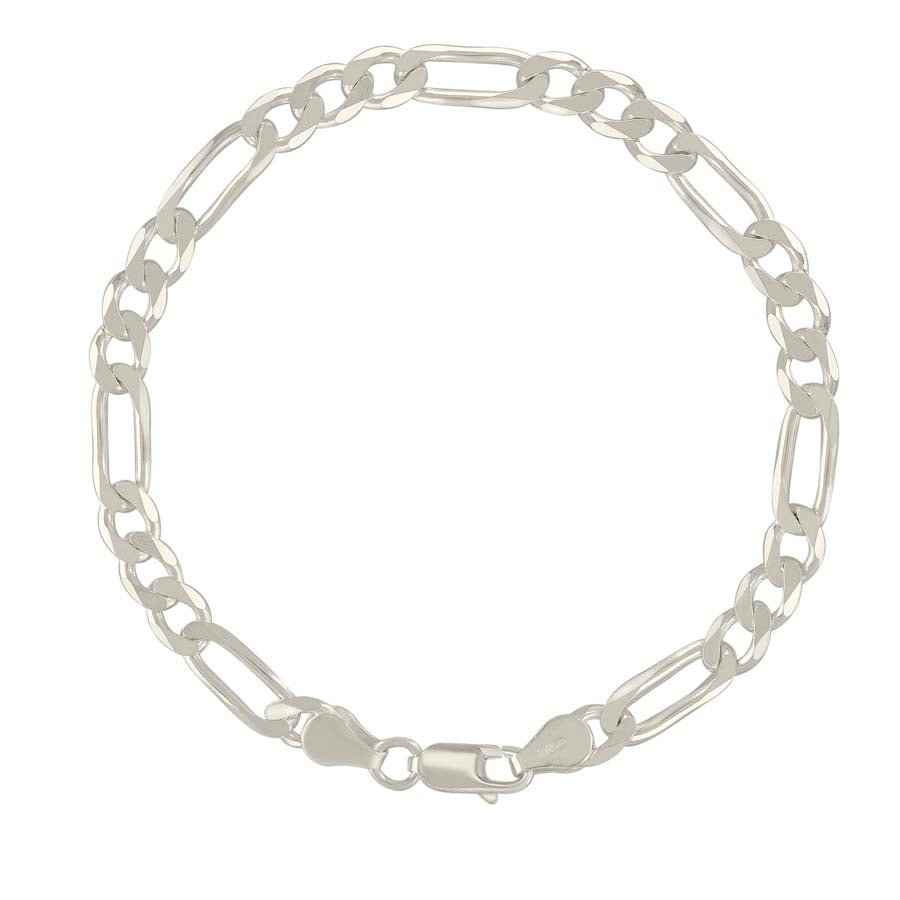 925 Sterling Silver Solid Classic Figaro Silver Plated 150 6.0mm
