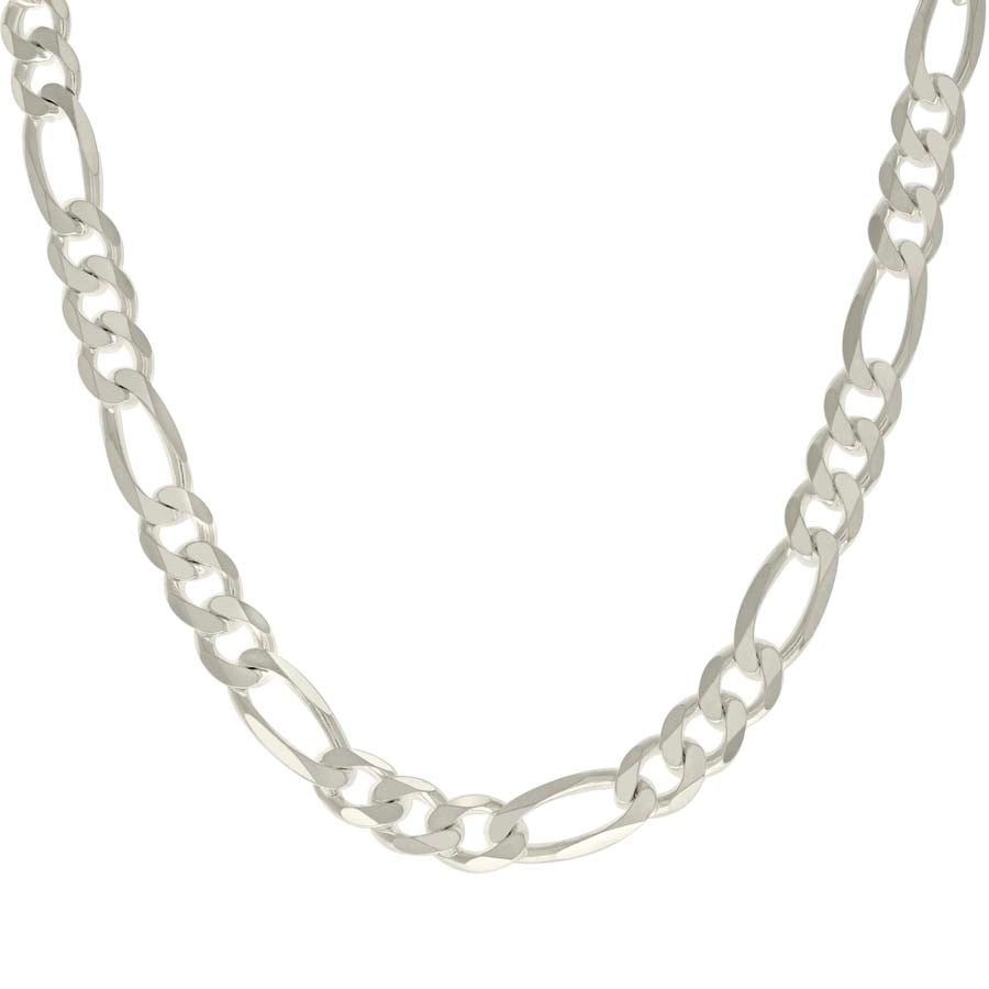 925 Sterling Silver Solid Classic Figaro Silver Plated 250 9.5mm