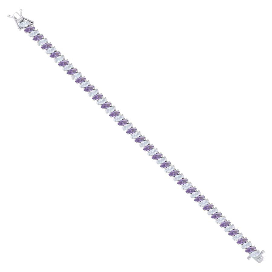 925 Sterling Silver Cz Bracelet 7.25 Inches