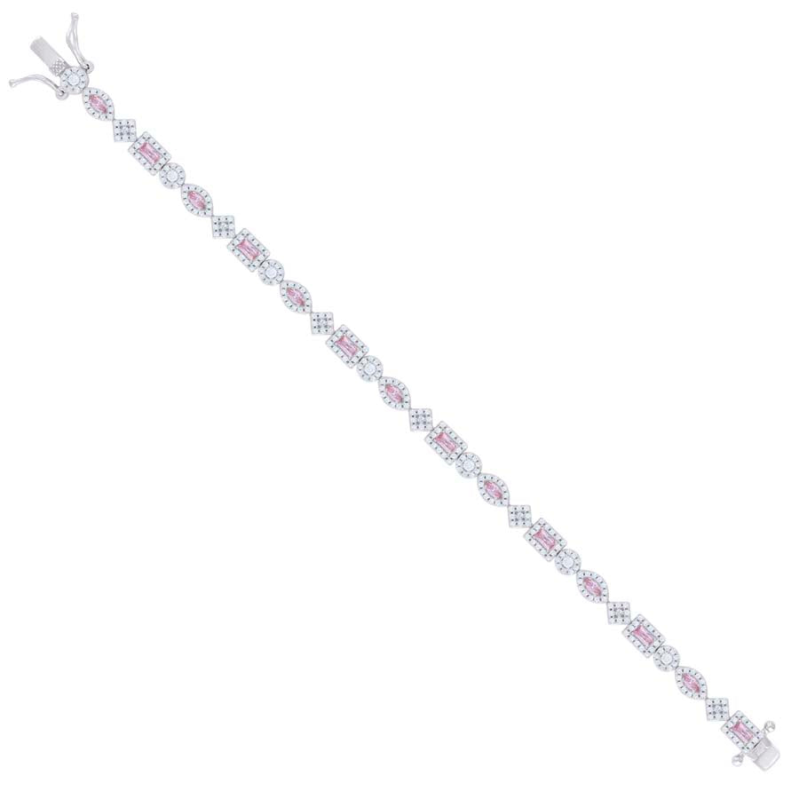 925 Sterling Silver Cz Bracelet 7 Inches