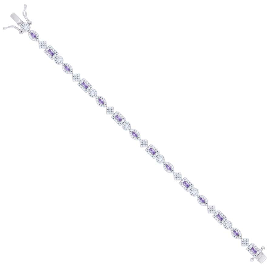 925 Sterling Silver Cz Bracelet 7 Inches