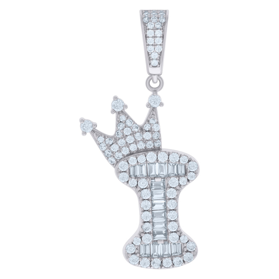 925 Sterling Silver Cz Pendant Initial I
