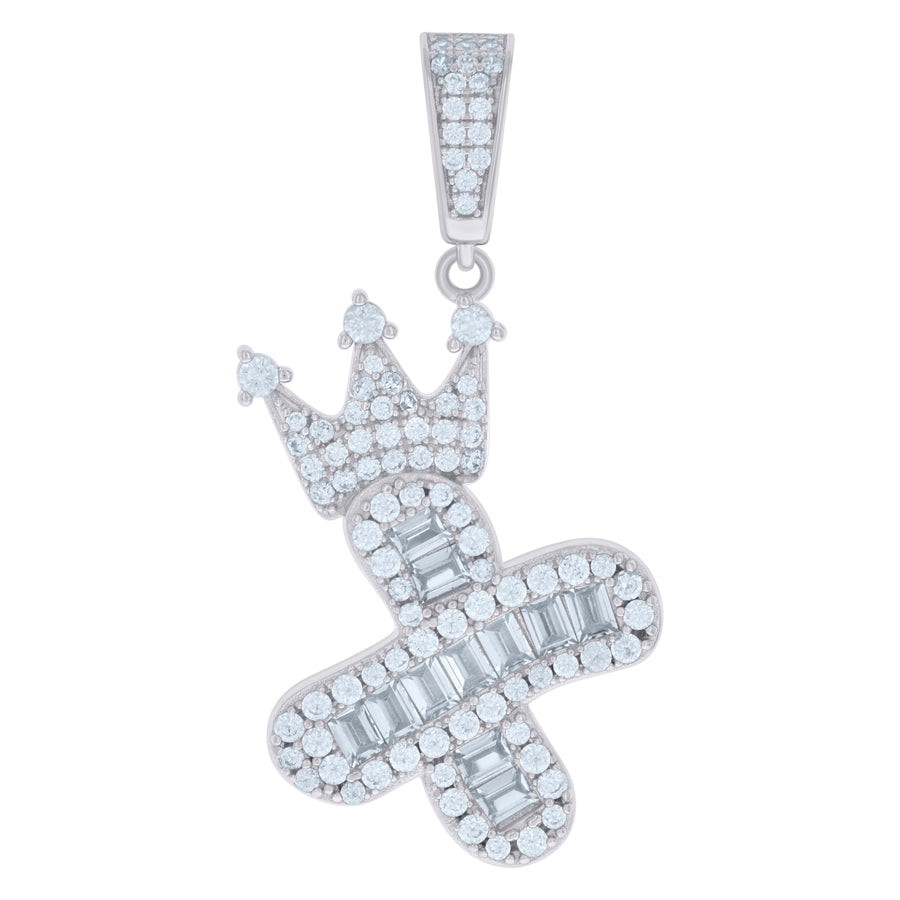 925 Sterling Silver Cz Pendant Initial X