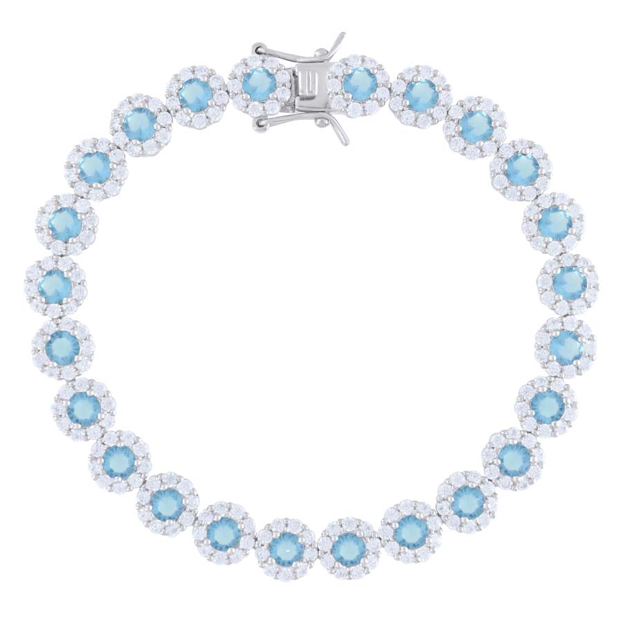 925 Sterling Silver Cz Flower Bracelet