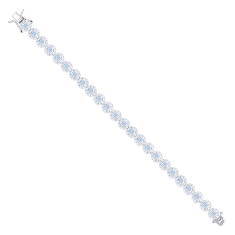 925 Sterling Silver Cz Flower Bracelet