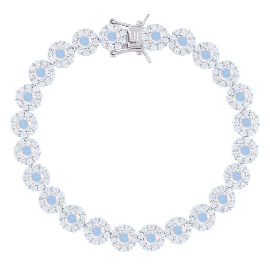 925 Sterling Silver Cz Flower Bracelet