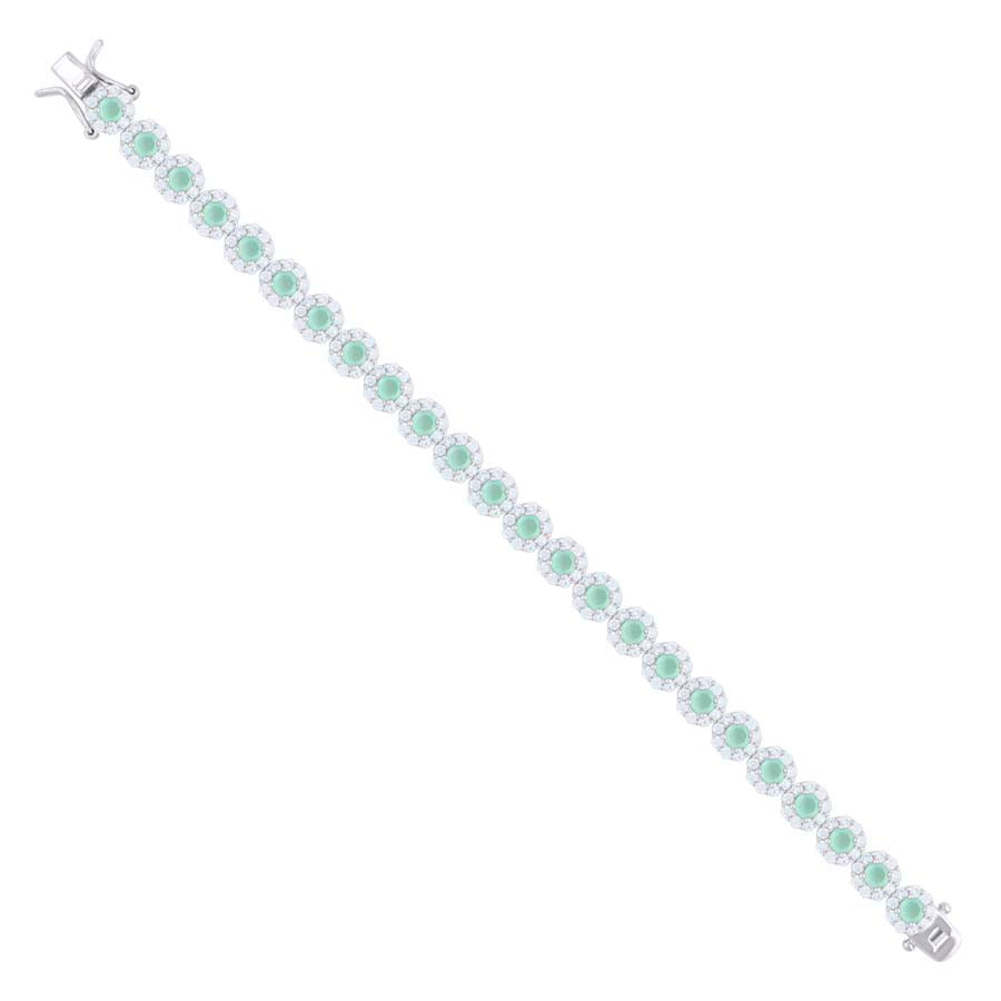 925 Sterling Silver Cz Flower Bracelet