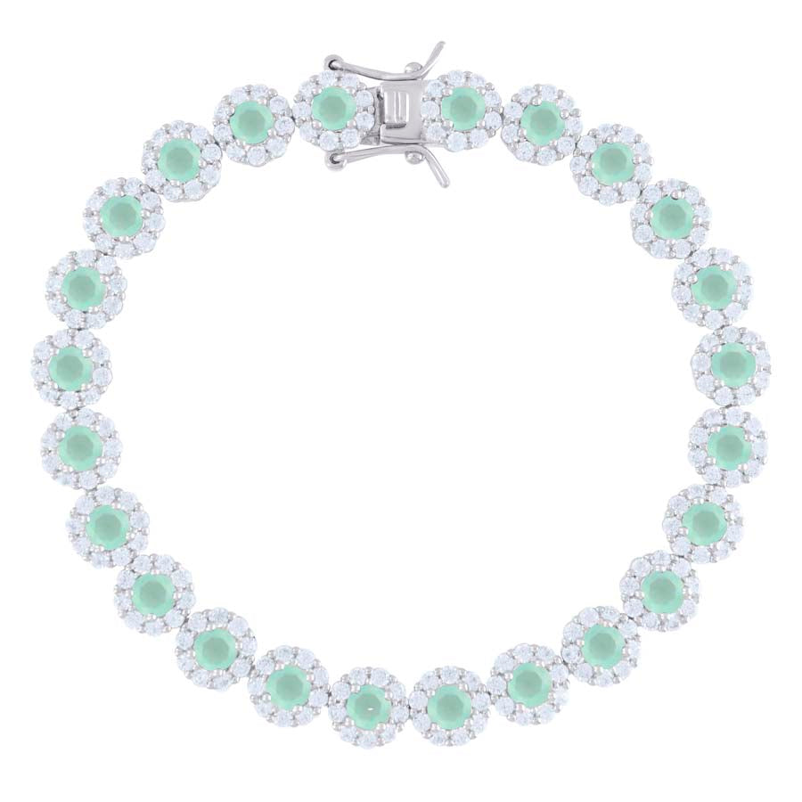 925 Sterling Silver Cz Flower Bracelet