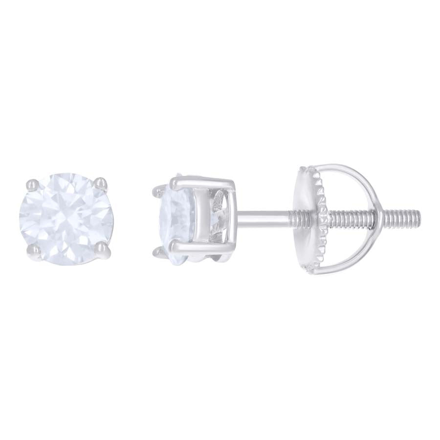 925 Silver 5mm Round Screwback Moissanite