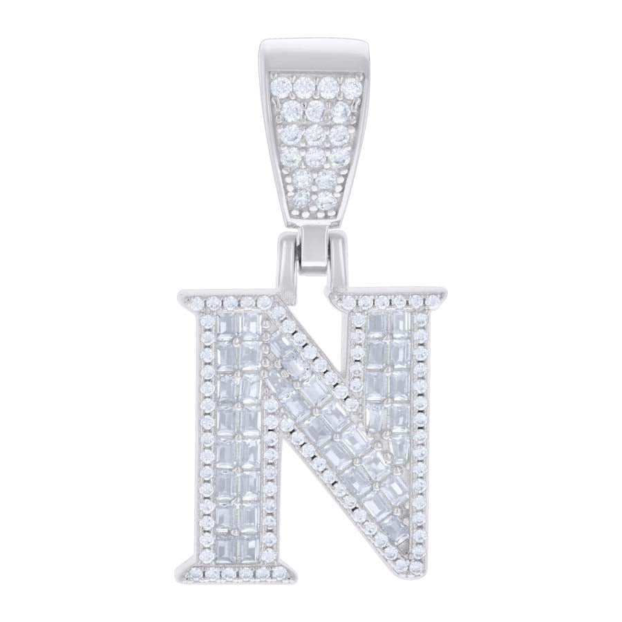 925 Sterling Silver Initial Pendant "N"