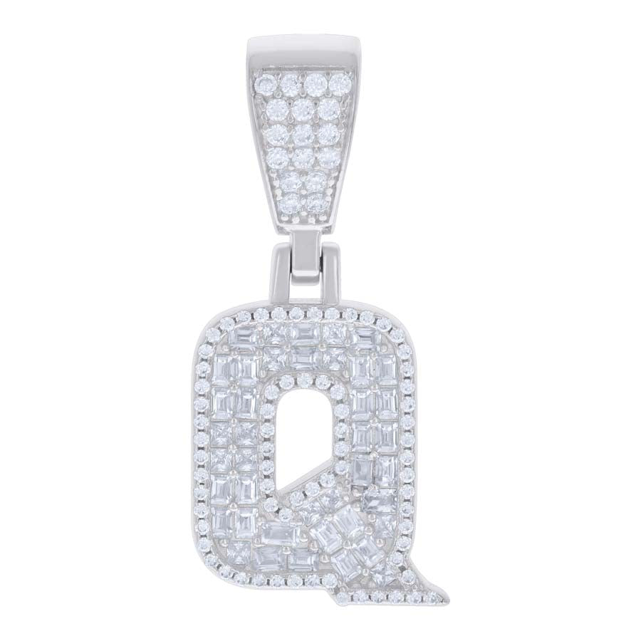 925 Sterling Silver Initial Pendant "Q"