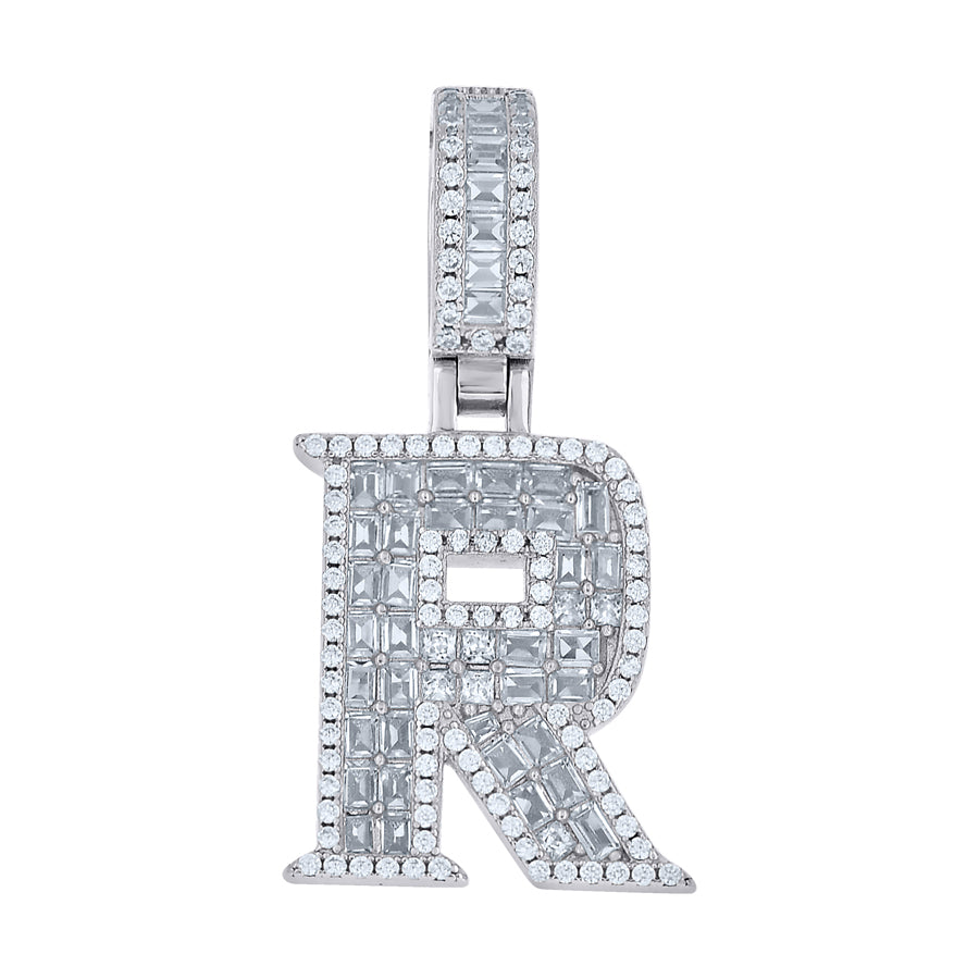 925 Sterling Silver Initial Pendant "R"