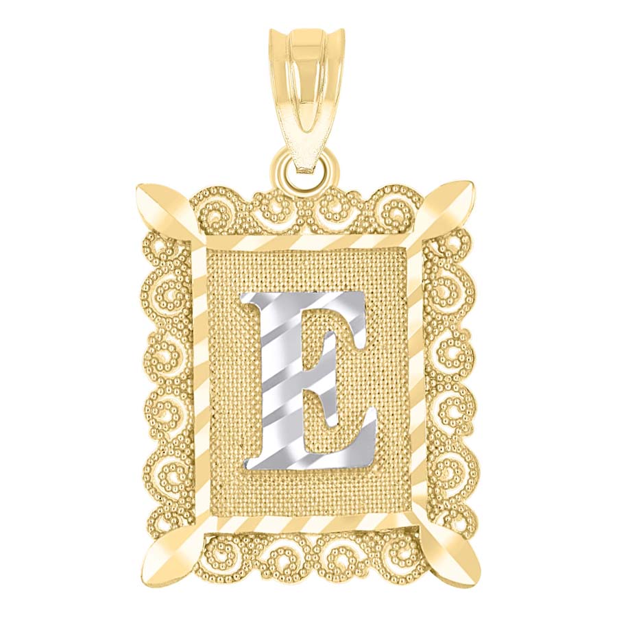 10K Gold Initial Letter "E" Pendant
