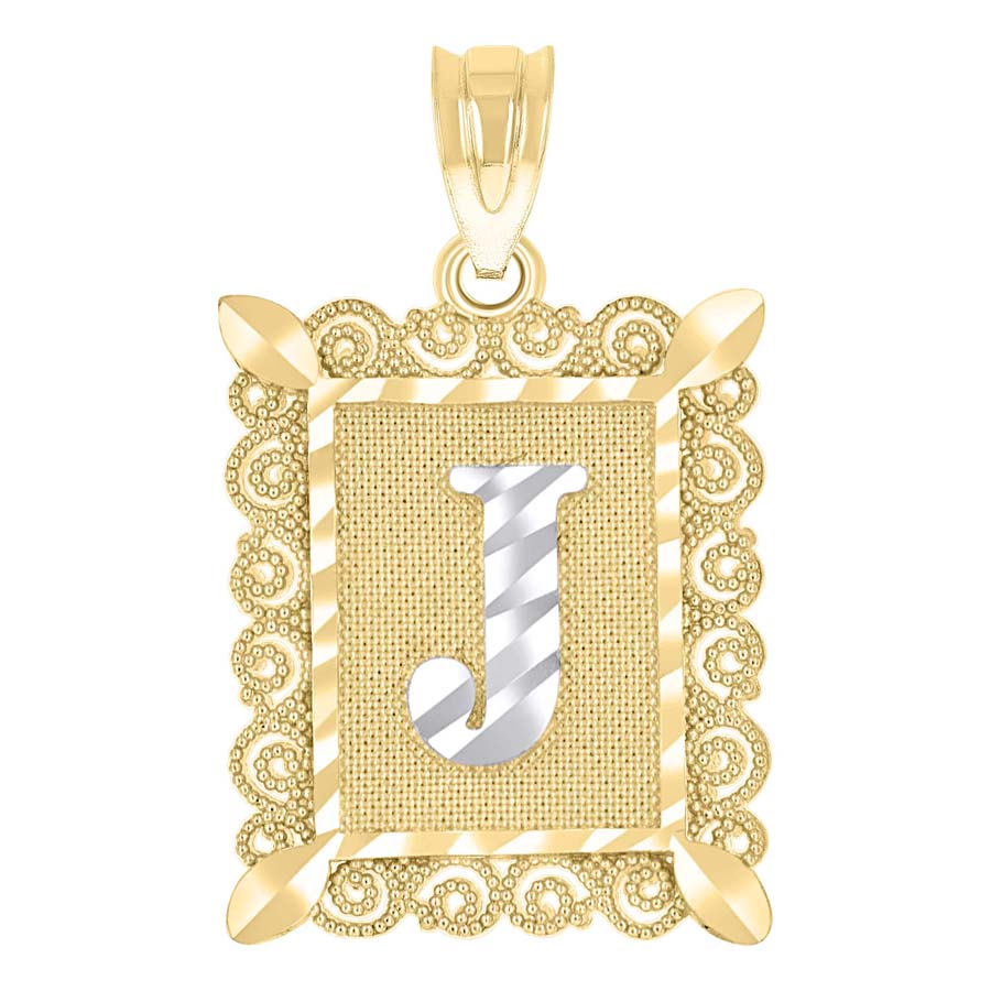 10K Gold Initial Letter "J" Pendant