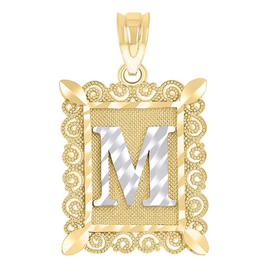 10K Gold Initial Letter "M" Pendant