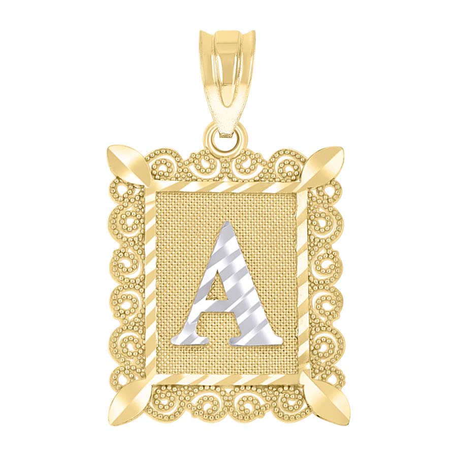10K Gold Initial Letter "A" Pendant