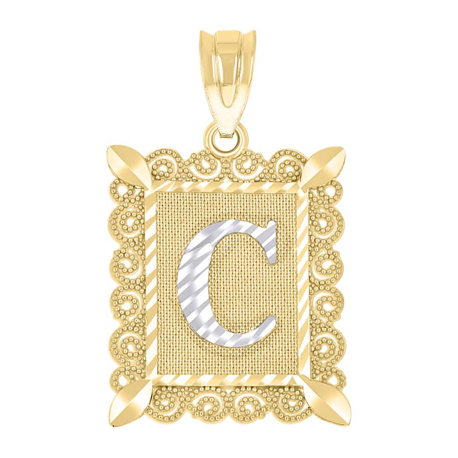 10K Gold Initial Letter "C" Pendant
