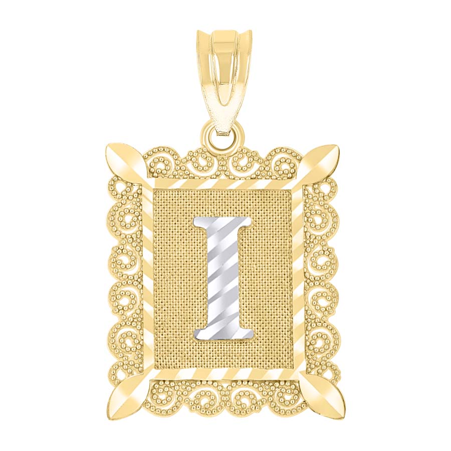 10K Gold Initial Letter "I" Pendant