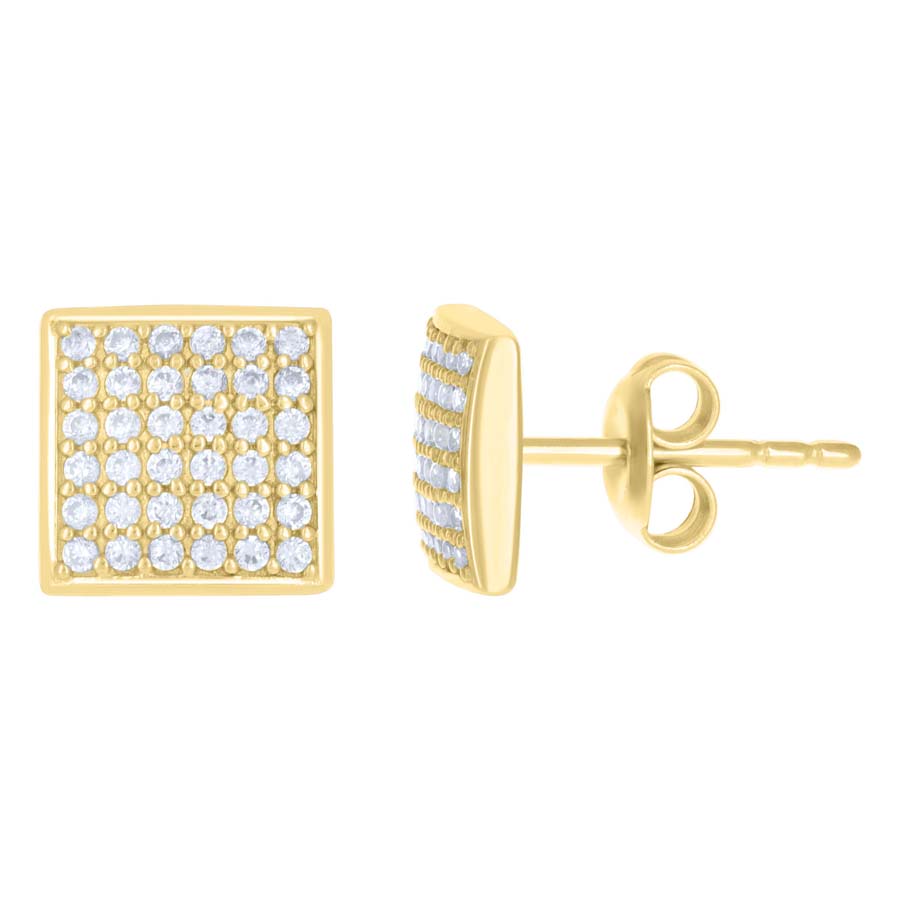 10Kt Gold Cz Earrings 10Mm