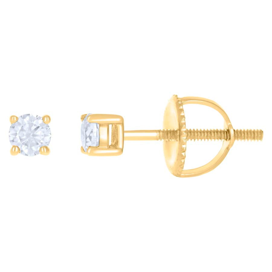 10Kt Gold Earrings 3Mm With Moissanite Ctw 0.20