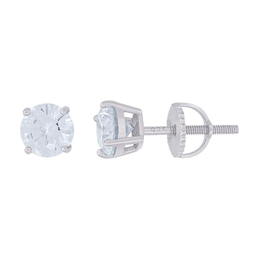 14Kt White Gold 6mm Earrings Moissanite