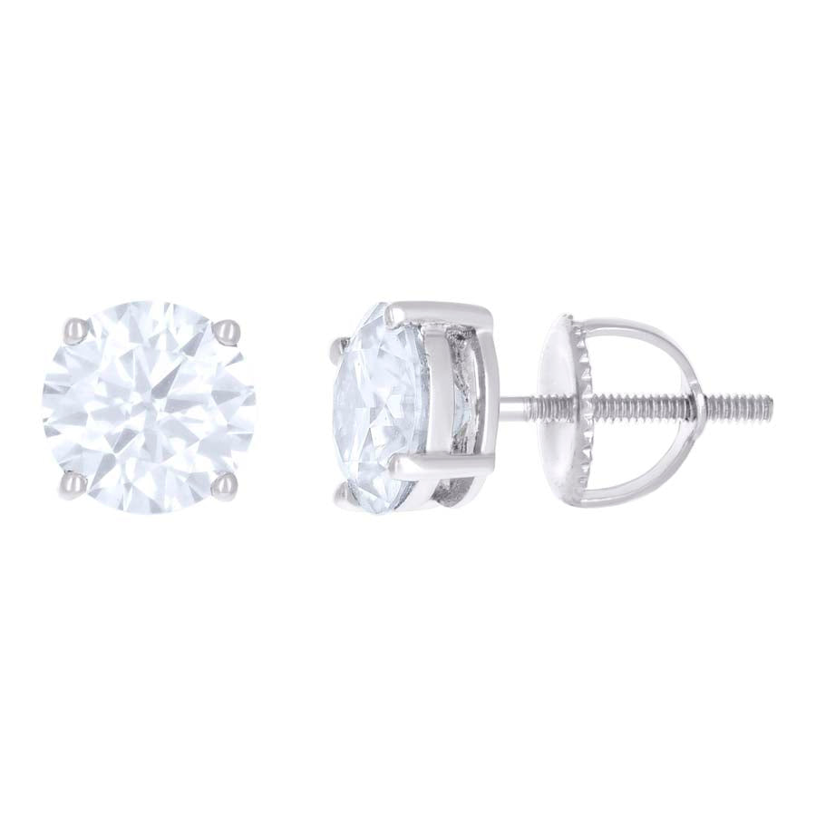 14Kt White Gold 7mm Earrings Moissanite