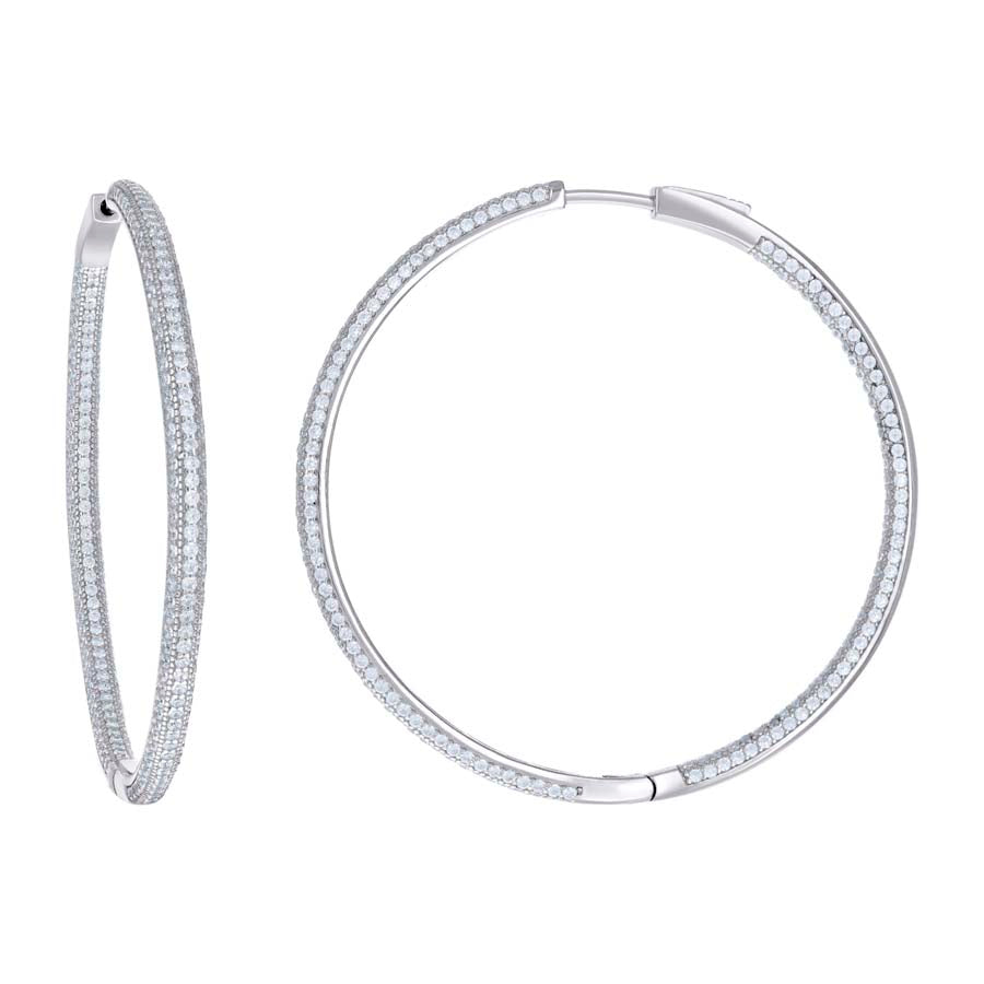 925 Sterling Silver Cz Hoop Earrings 3-25 mm-50mm