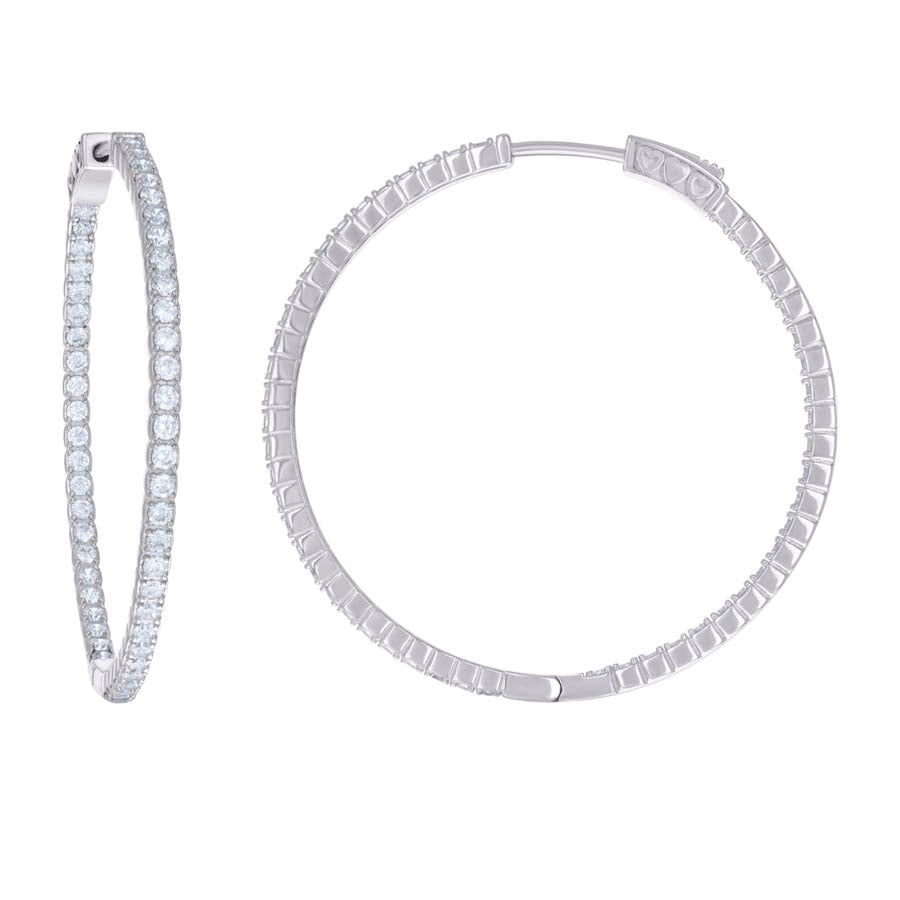 925 Sterling Silver Cz Hoop Earrings 2.0-25mm-45mm