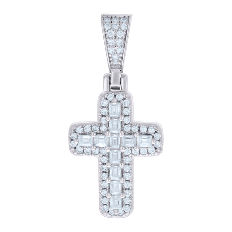 925 Silver Pendant Moissanite 0.30Ctw, Baguette 0.