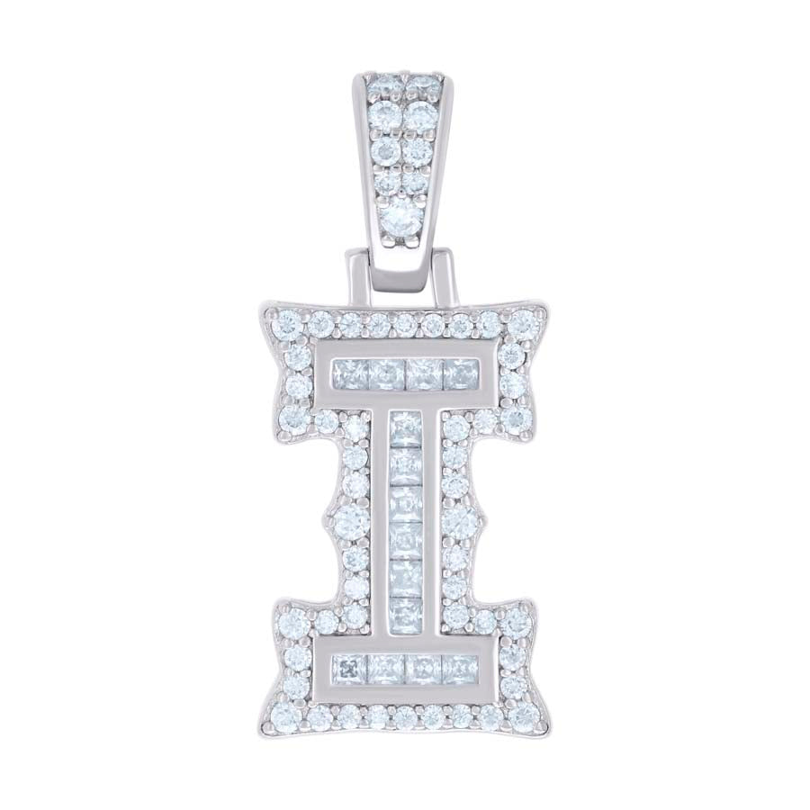 925 Silver Pendant "I" Moissanite 0.49Ct, Baguette