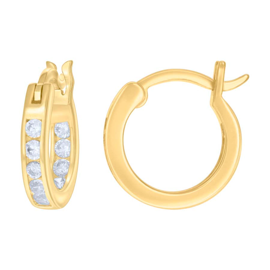 925 Sterling Silver Cz Inside-Out Hoop Earrings 3mm-14