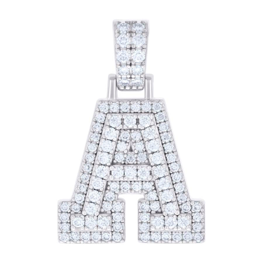 925 Silver Initial Letter "A" Pendant Moissanite C