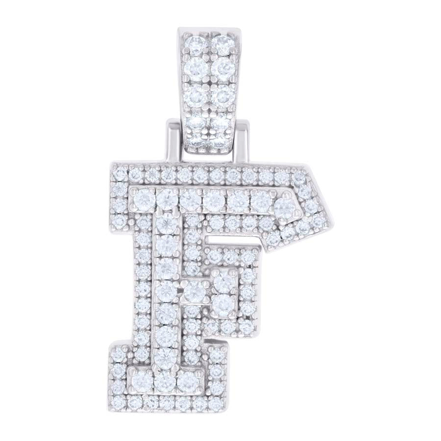 925 Silver Initial Letter "F" Pendant Moissanite C