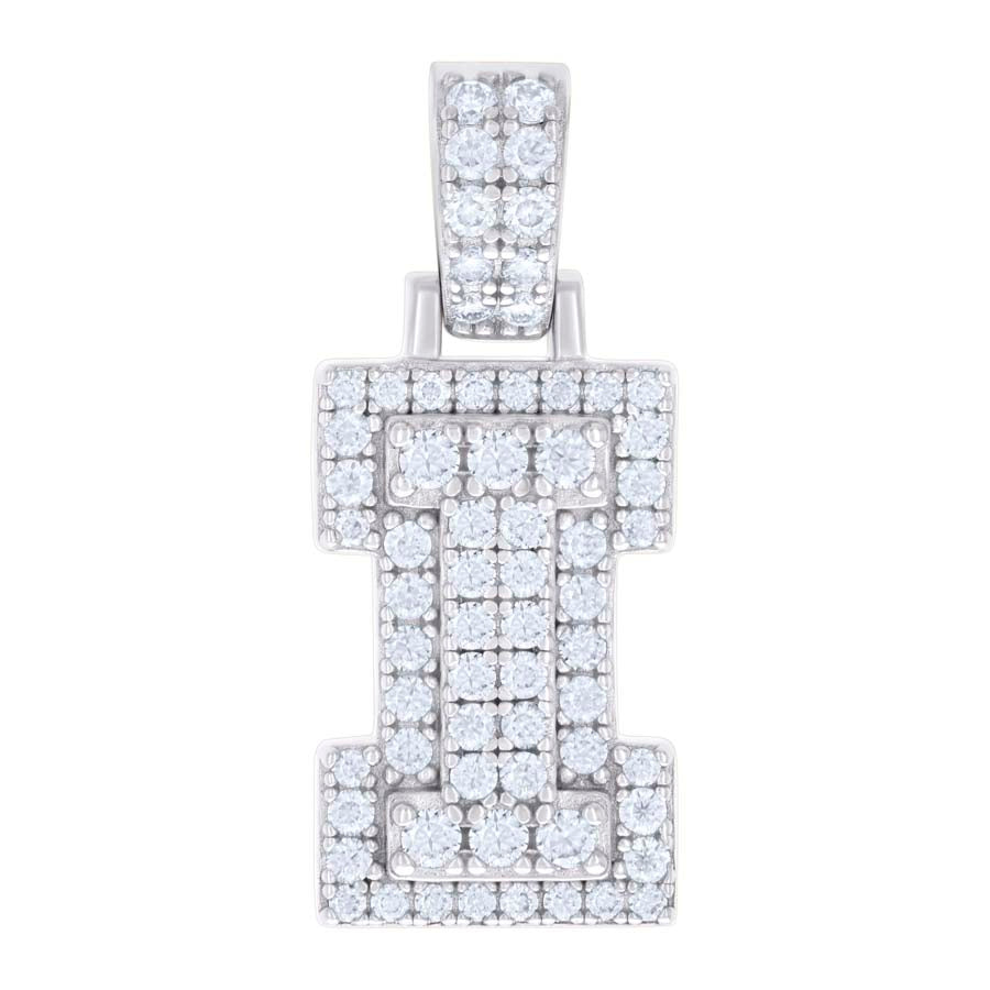 925 Silver Initial Letter "I" Pendant Moissanite C